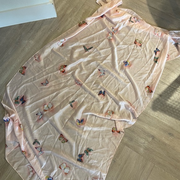 Pink Butterfly Silk Scarf - Picture 2 of 2